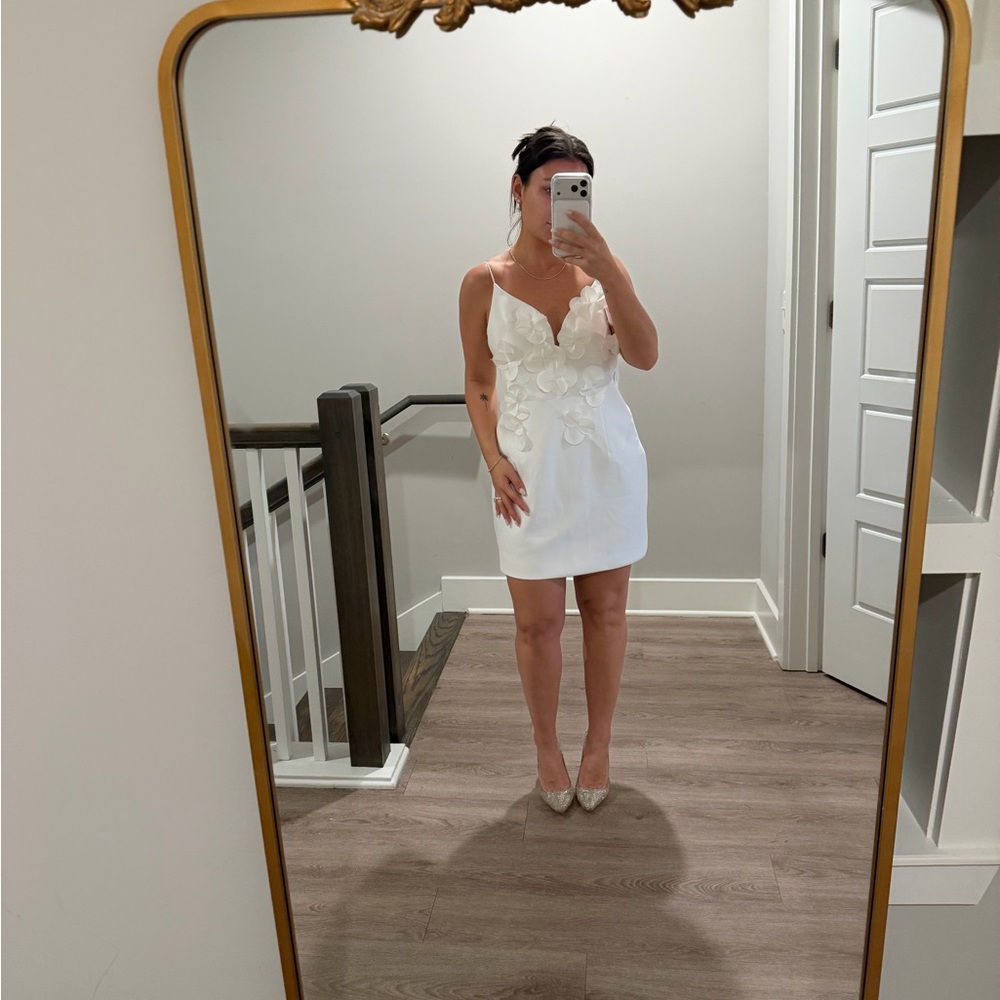 Acler White Mini Dress with Floral Accents